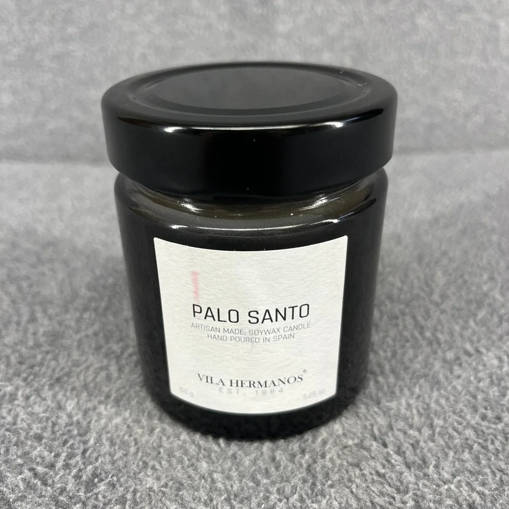 Vila Hermanos Palo Santo Candle 5.29 oz Black Soy Wax Artisan Hand Poured